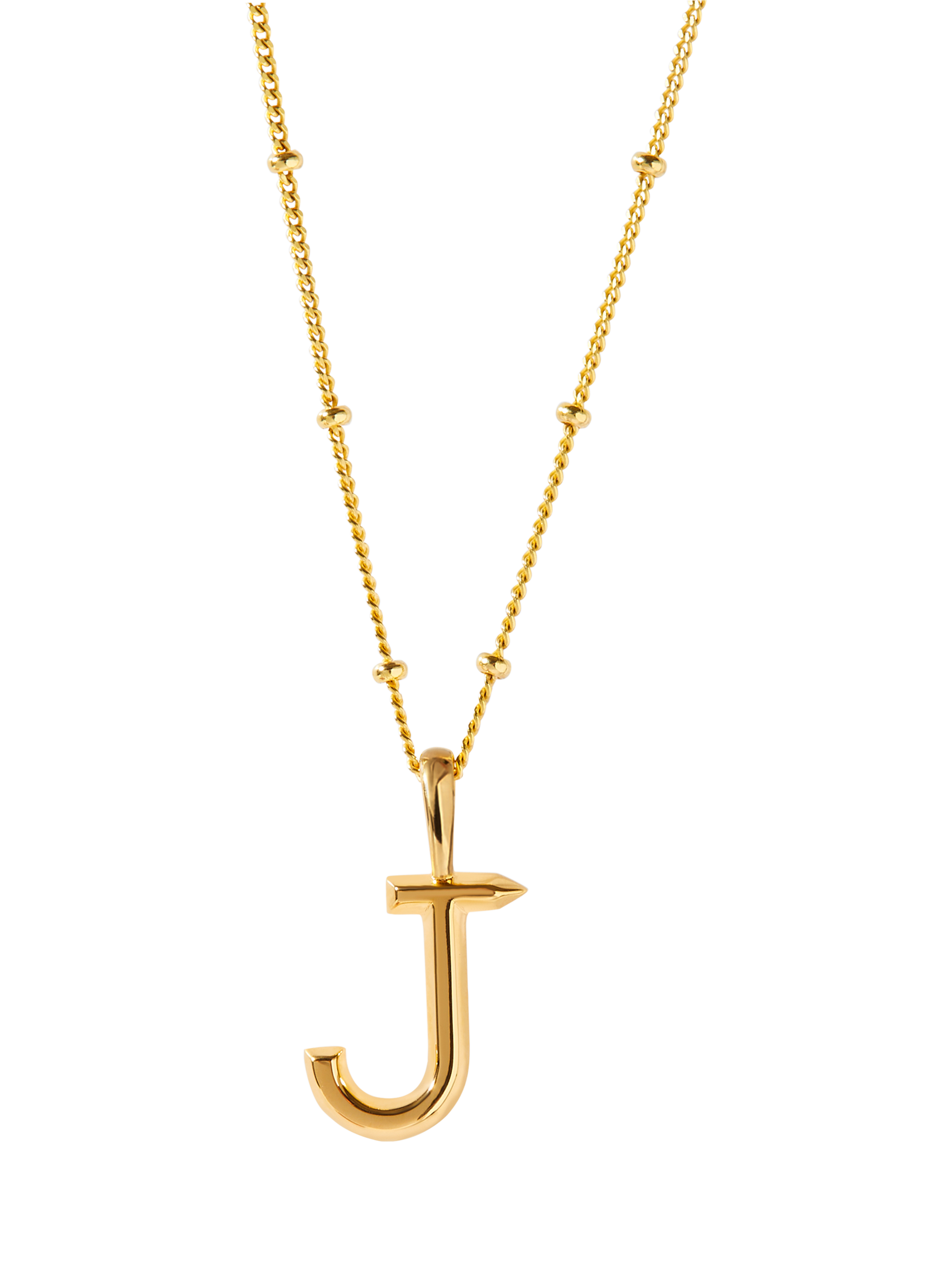 Product image 1 of 3, which shows Edge of Ember Initial Necklace, Gold, J