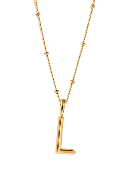 Edge of Ember Initial Necklace, Gold, Yellow Gold/L