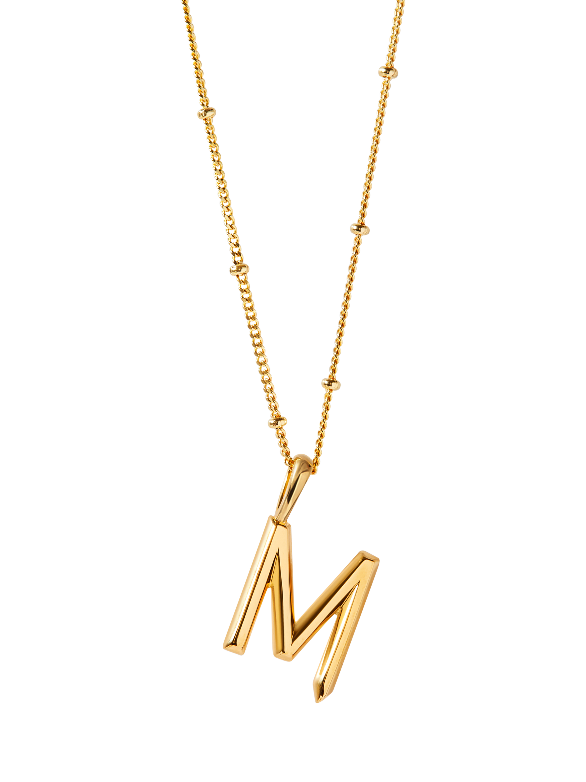 Product image 1 of 3, which shows Edge of Ember Initial Necklace, Gold, M