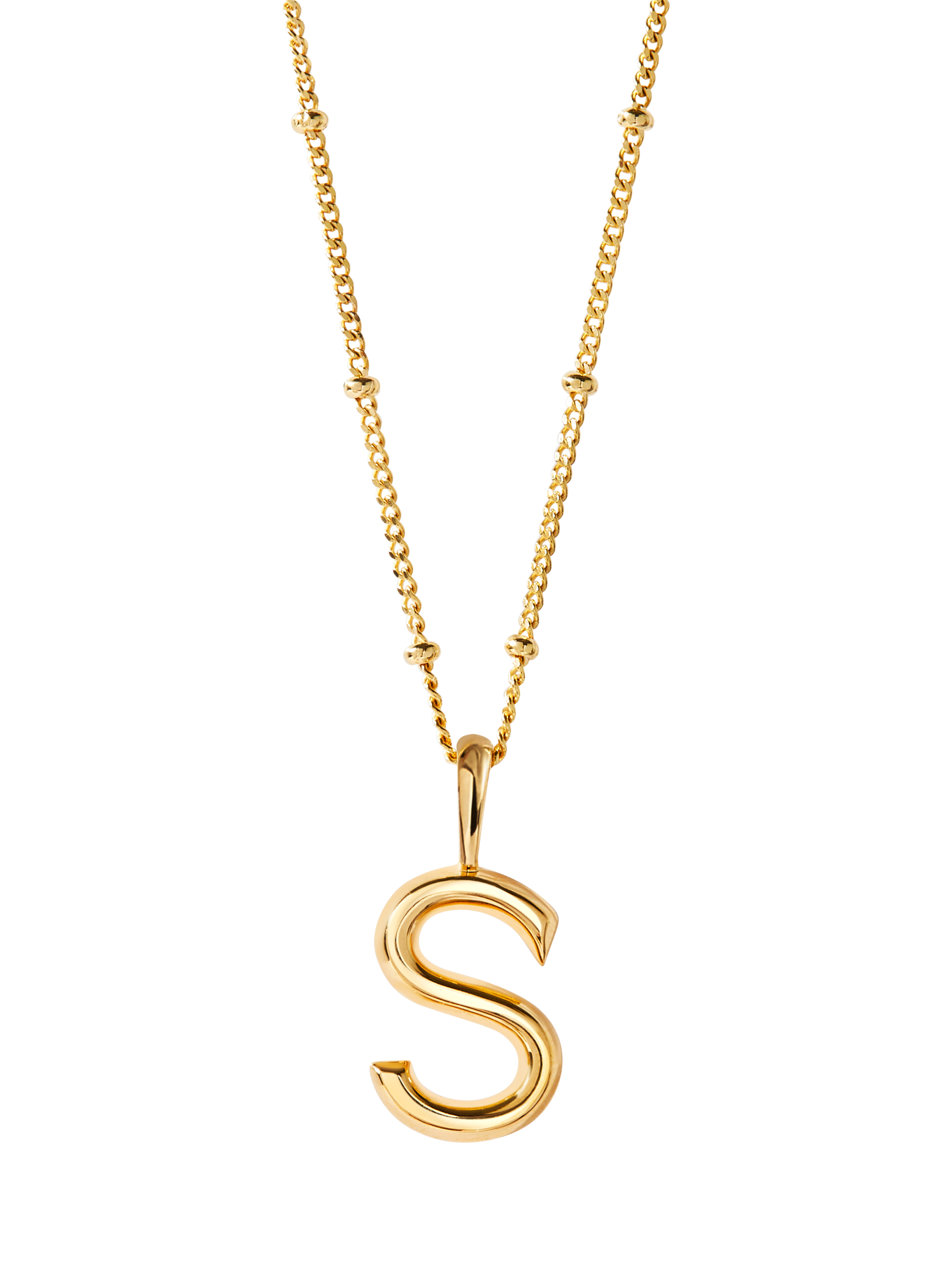 Product image 1 of 6, which shows Edge of Ember Initial Necklace, Gold, S