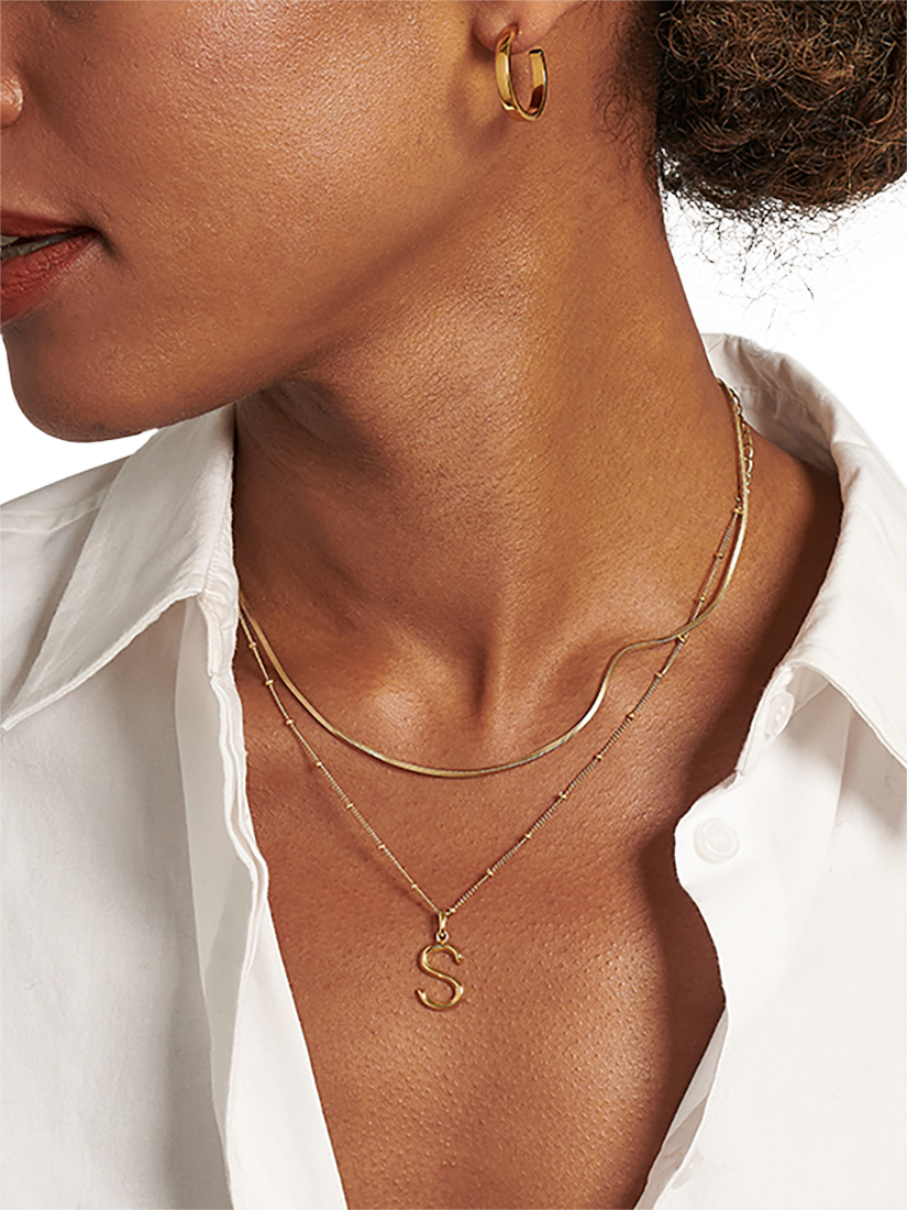 Product image 2 of 6, which shows Edge of Ember Initial Necklace, Gold, S