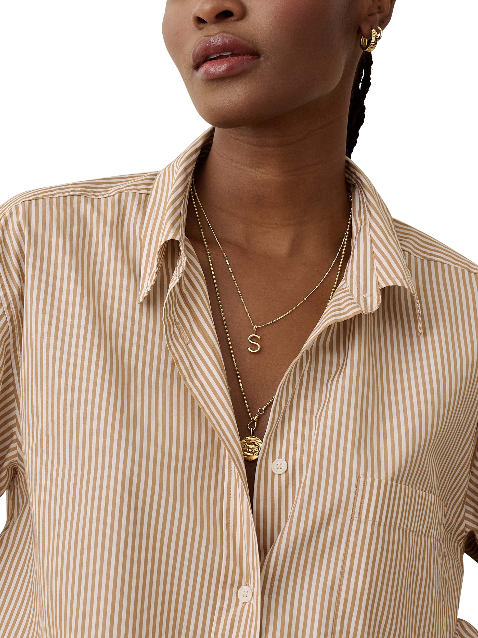 Product image 3 of 6, which shows Edge of Ember Initial Necklace, Gold, S