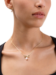 Edge of Ember Bow Pearl Necklace, Gold