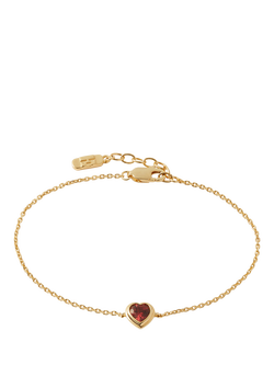 Edge of Ember Red Garnet Heart Bracelet, Gold, Yellow Gold
