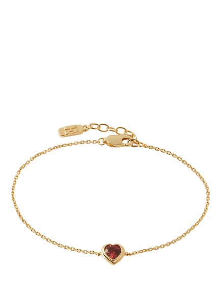 Edge of Ember Red Garnet Heart Bracelet, Gold, Yellow Gold