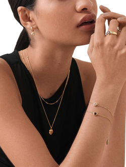 Edge of Ember Red Garnet Heart Bracelet, Gold - view 2, Yellow Gold