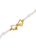 Edge of Ember Bow Pearl Bracelet, Gold