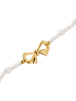 Edge of Ember Bow Pearl Bracelet, Gold, Yellow Gold