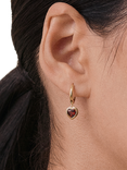 Edge of Ember Garnet Heart Hoop Earrings, Gold