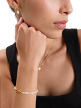Edge of Ember Bow Pearl Stud Drop Earrings, Gold
