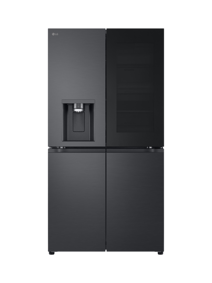 LG GMG96CRAFT CraftIce™ InstaView™ Smart Freestanding 60/40 French Fridge Freezer, Black Steel, Black Steel