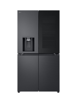 LG InstaView GMK960EV2E Freestanding 60/40 French Fridge Freezer, Black Steel, Black Steel