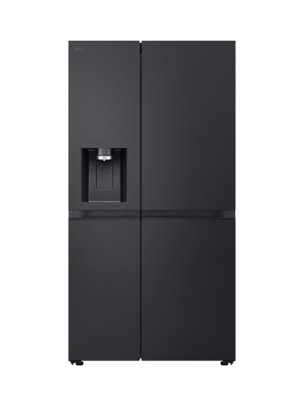 LG GSLE91EVAB NatureFRESH Freestanding 65/35 American Style Fridge Freezer, Black Steel, Black Steel