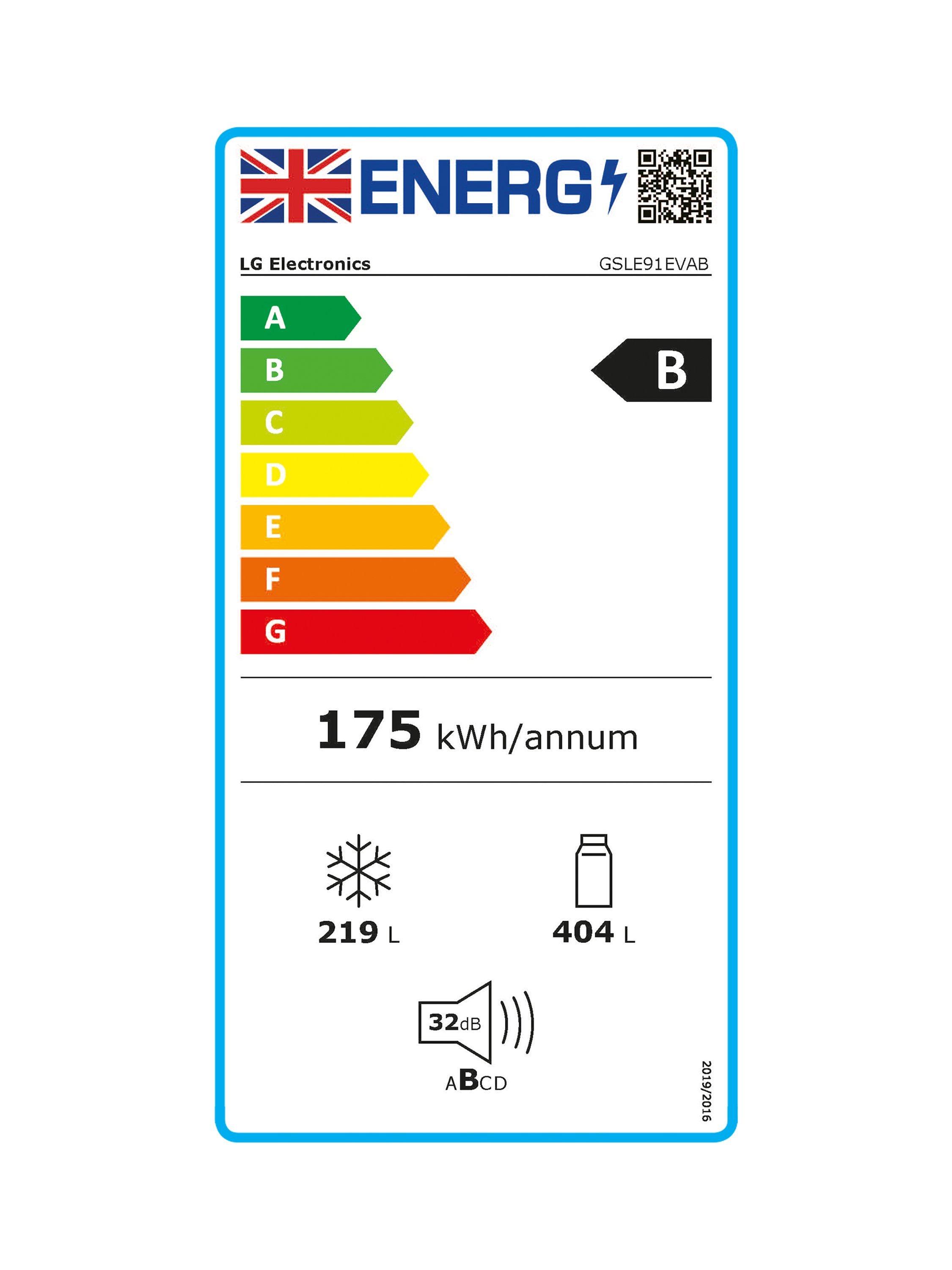 This item is rated B for energy efficiency on a scale from A (most efficient) to G (least efficient).