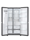 LG GSLE91EVAB NatureFRESH Freestanding 65/35 American Style Fridge Freezer, Black Steel