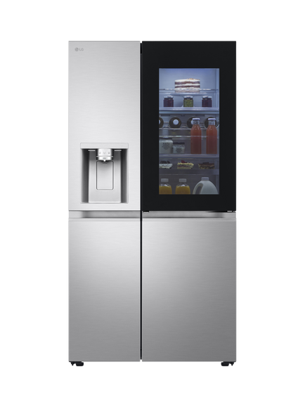LG GSXE90BSDD InstaView™ Smart Freestanding 60/40 American Style Fridge Freezer, Brushed Steel, Brushed Steel