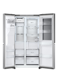 LG GSXE90BSDD InstaView™ Smart Freestanding 60/40 American Style Fridge Freezer, Brushed Steel