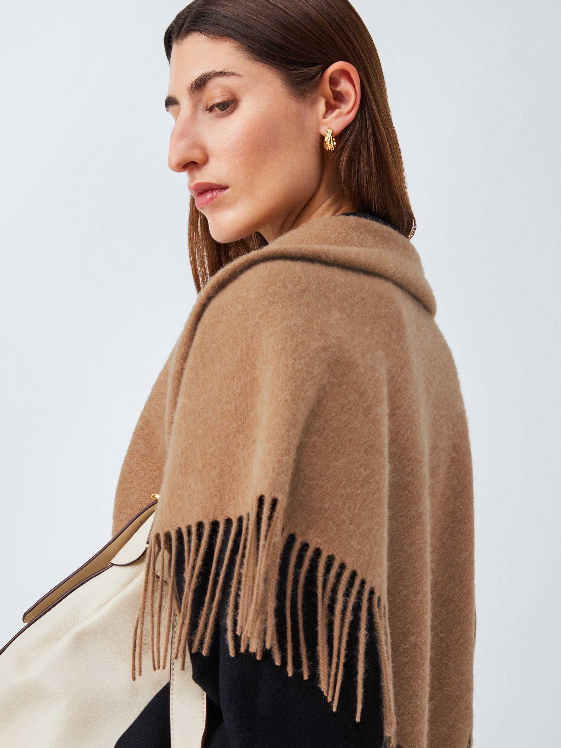 Product image 3 of 3, which shows John Lewis Fringe Wool Triangle Scarf, Camel Marl