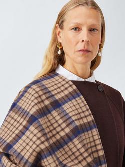 John Lewis Grid Wool Blanket Scarf, Tan Multi, Tan Multi