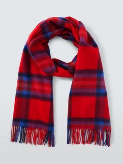 John Lewis Tartan Check Wool Blanket Scarf, Red Multi - view 2, Red Multi