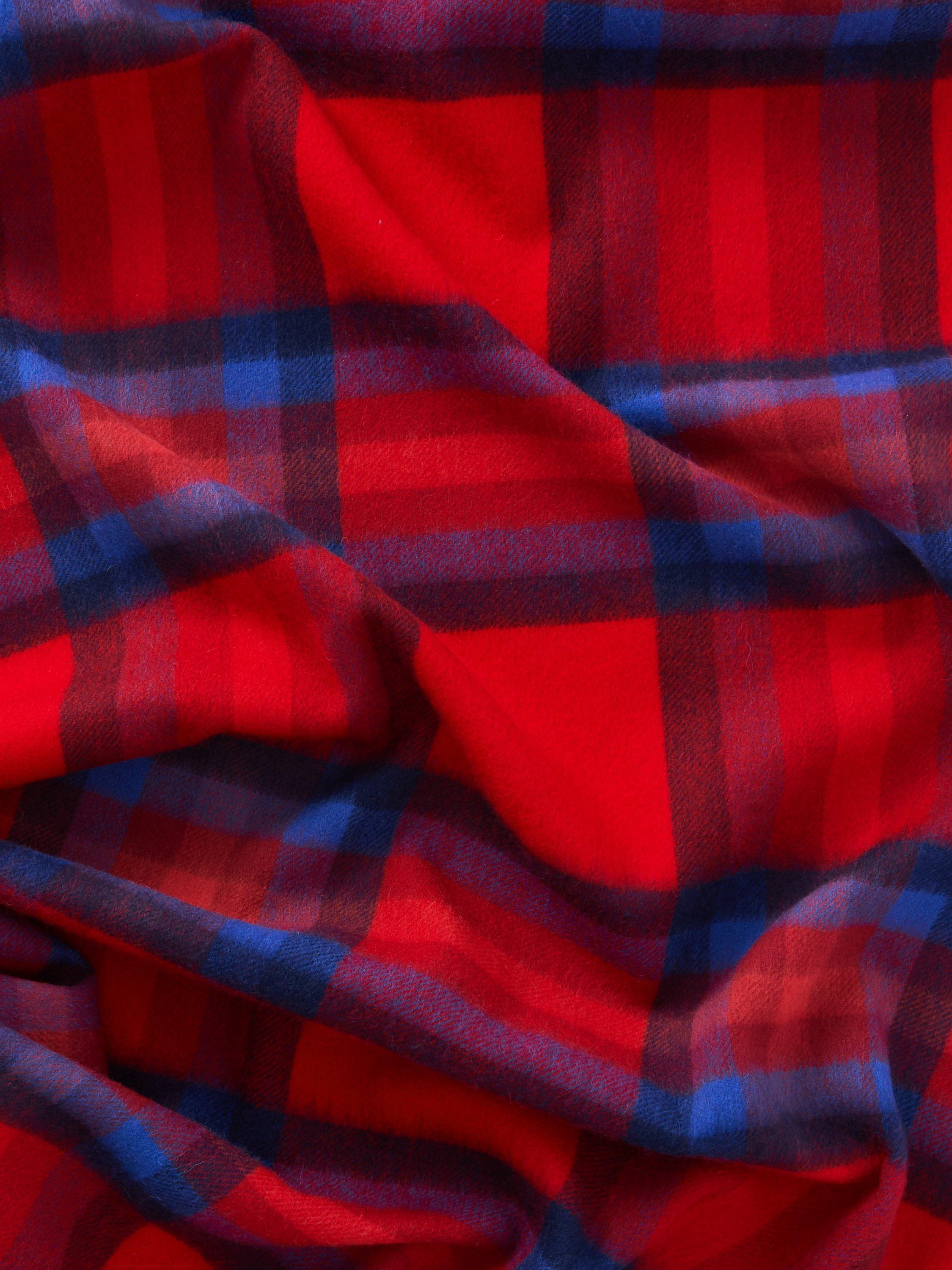 Product image 3 of 5, which shows John Lewis Tartan Check Wool Blanket Scarf, Red Multi