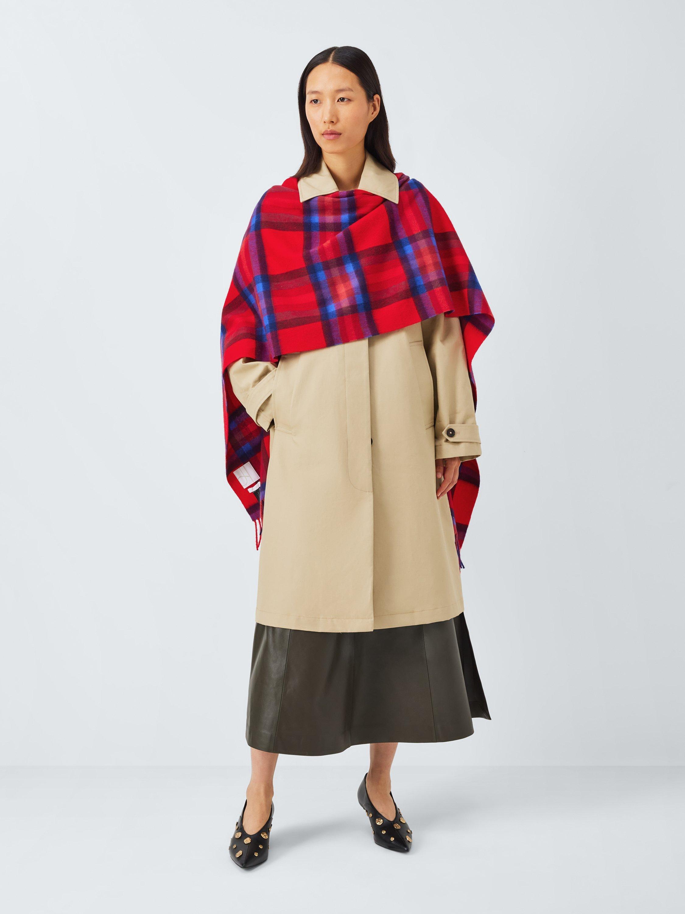 Product image 5 of 5, which shows John Lewis Tartan Check Wool Blanket Scarf, Red Multi