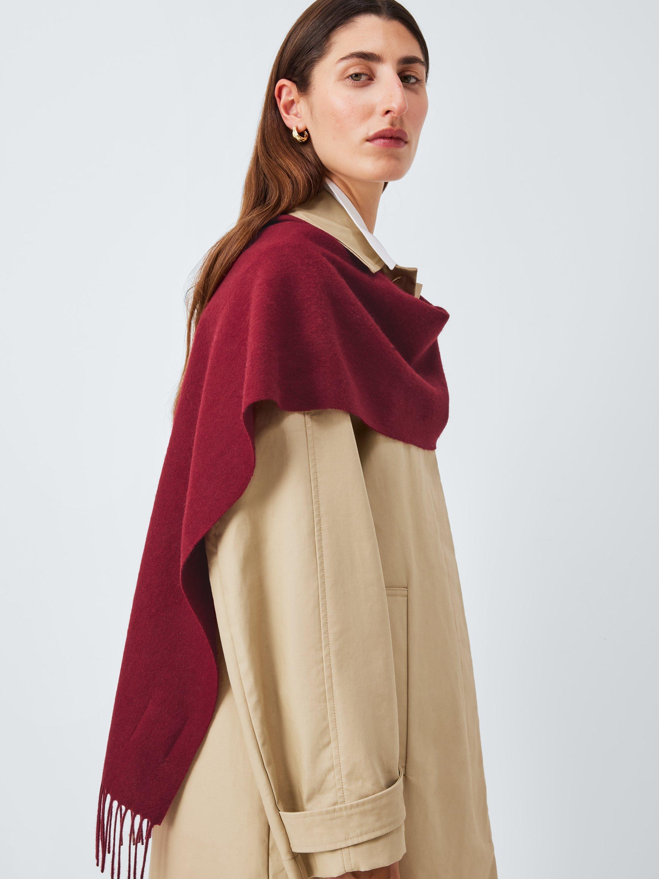 Product image 1 of 5, which shows John Lewis Fringed Wool Scarf, Claret