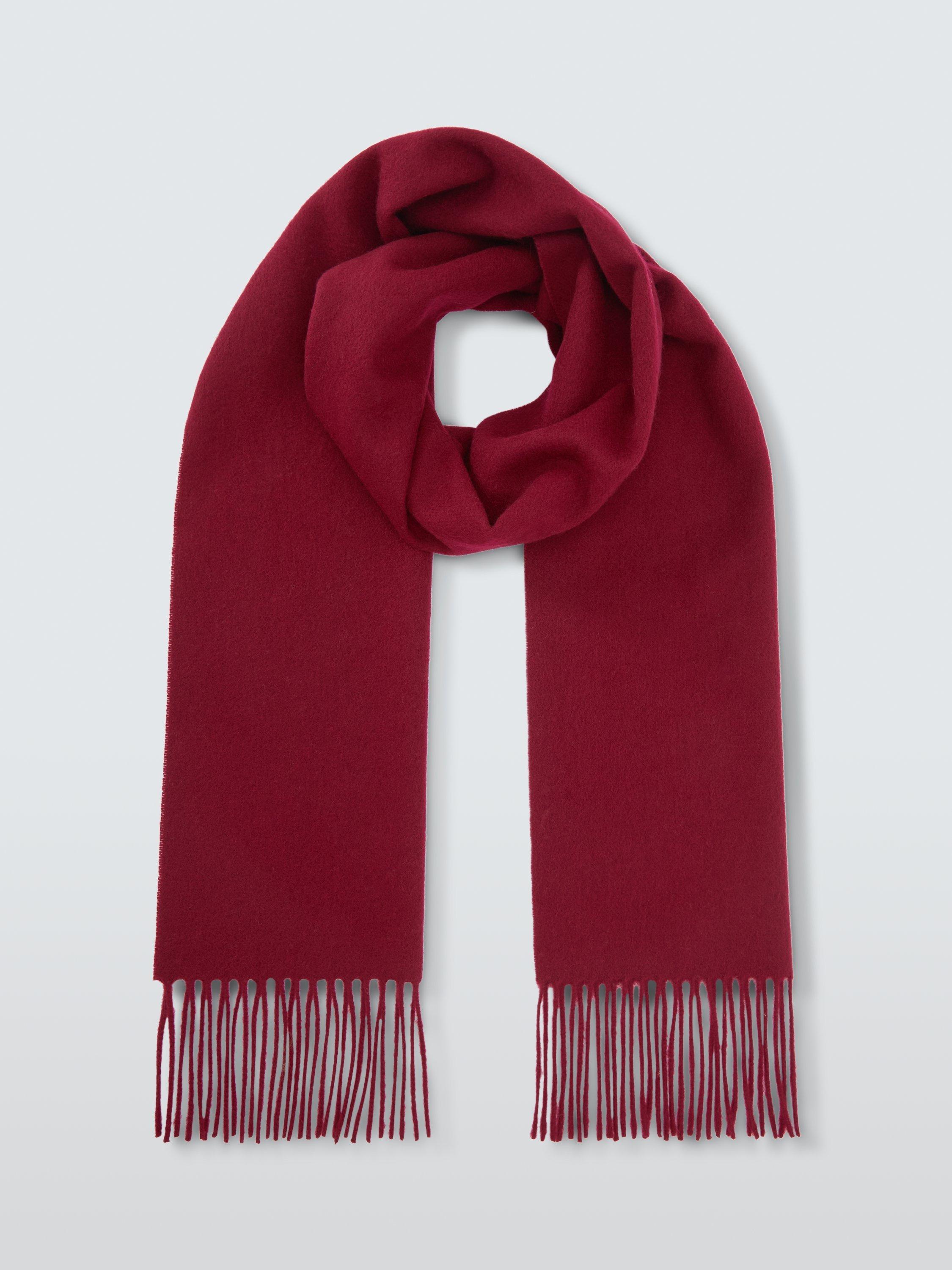 Product image 2 of 5, which shows John Lewis Fringed Wool Scarf, Claret