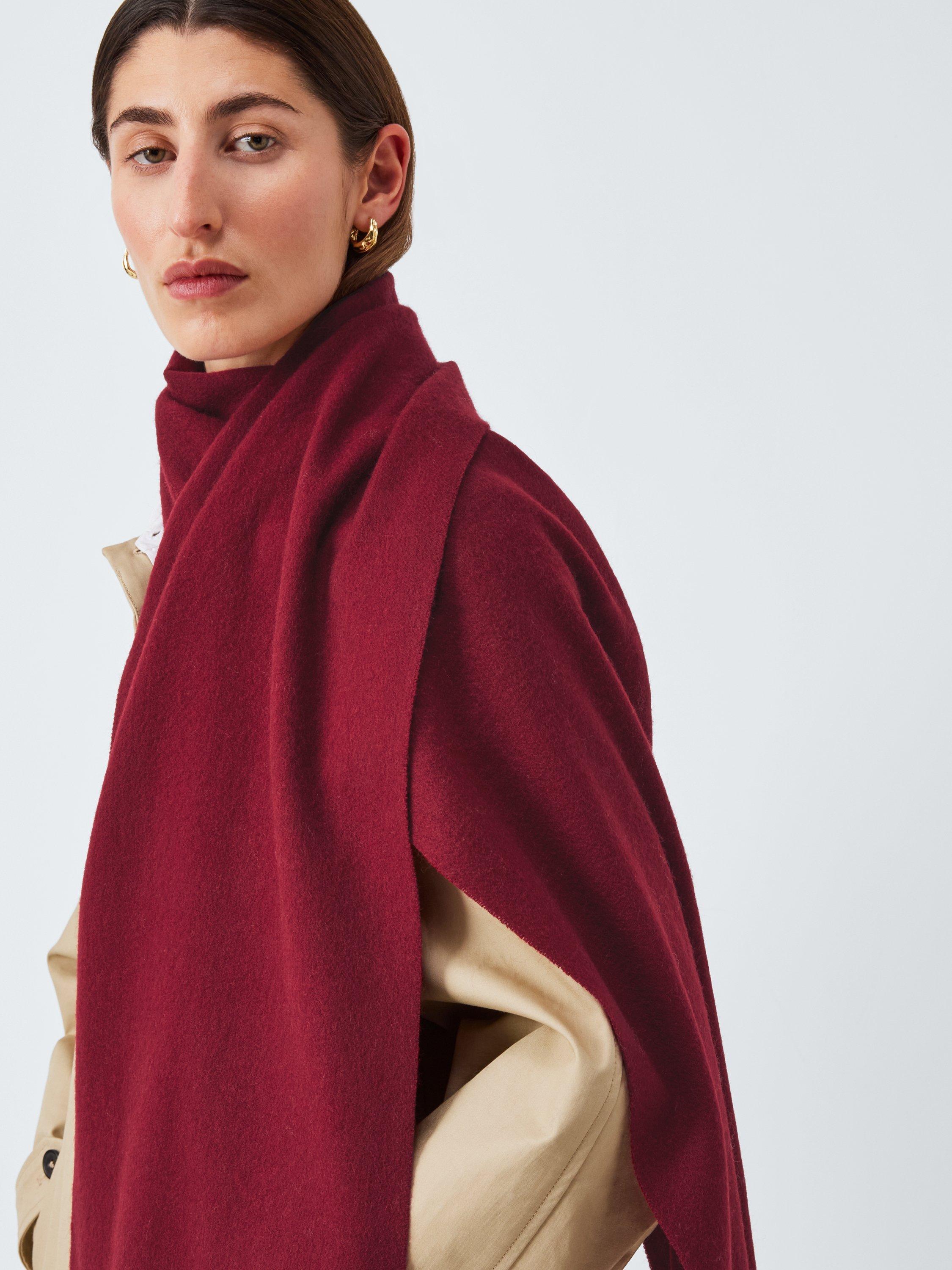 Product image 5 of 5, which shows John Lewis Fringed Wool Scarf, Claret