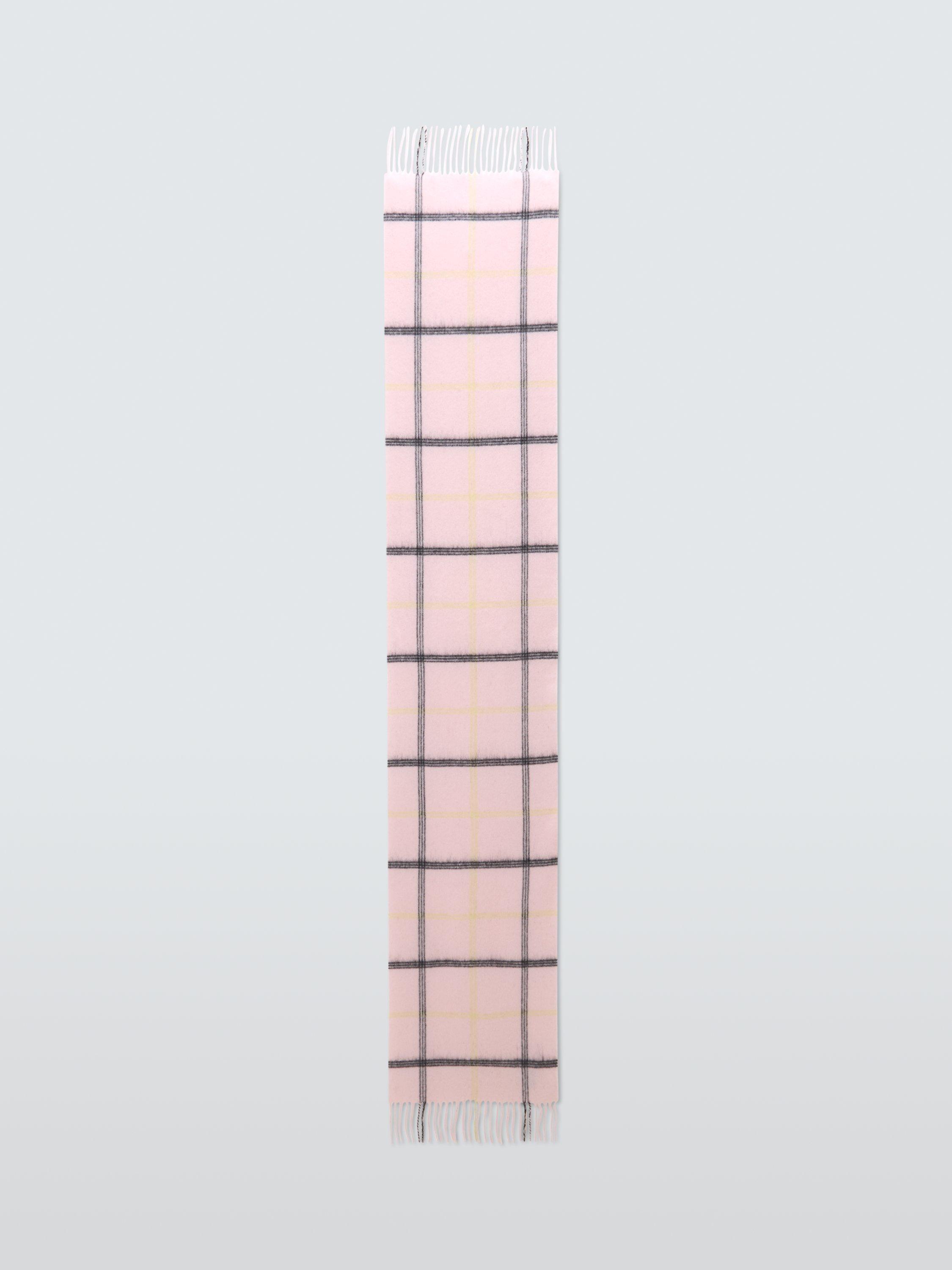 Product image 4 of 5, which shows John Lewis Windowpane Check Wool Blanket Scarf, Light Pink Multi