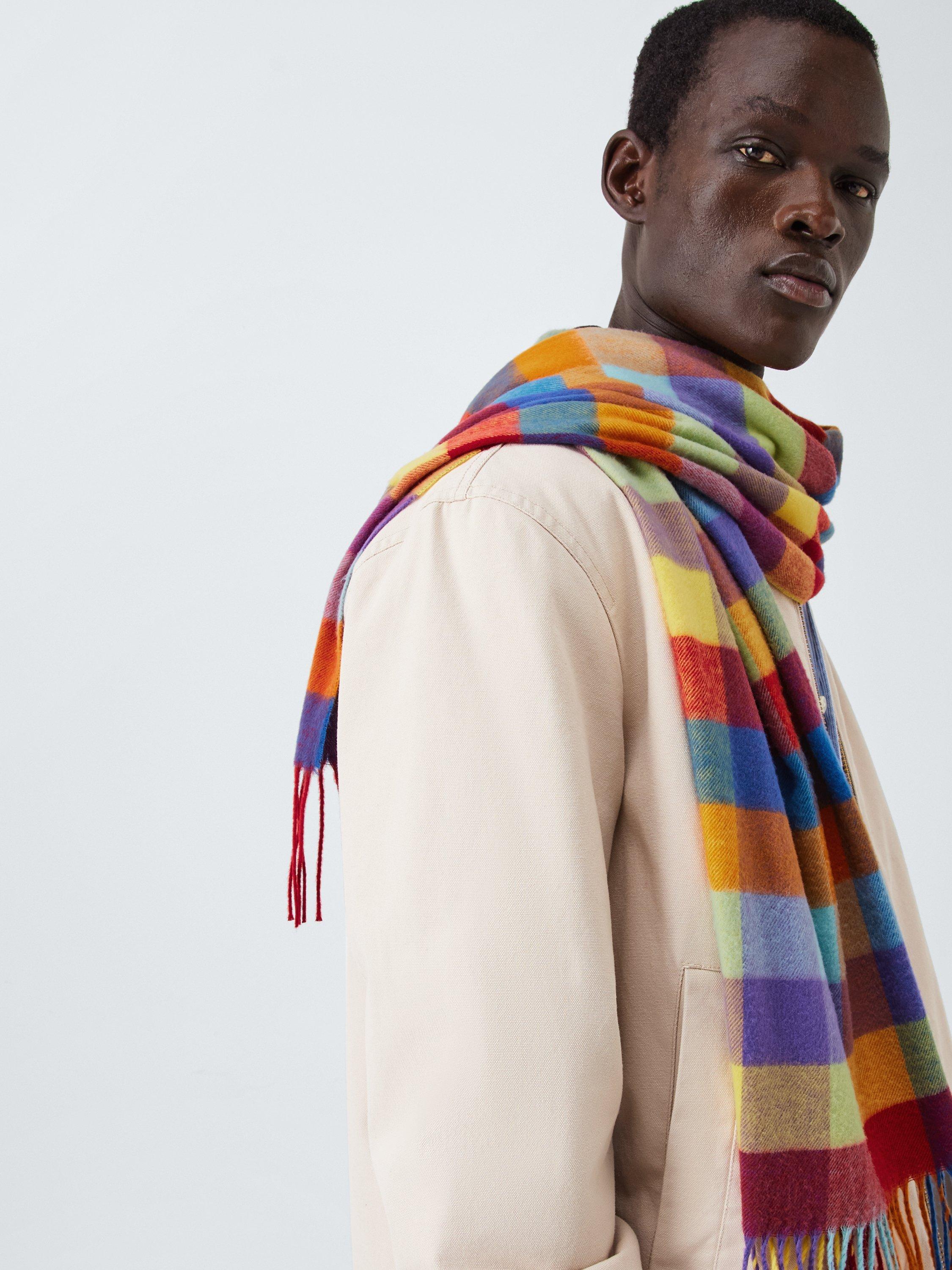 Product image 1 of 5, which shows John Lewis Buffalo Check Cashmink Scarf, Multi