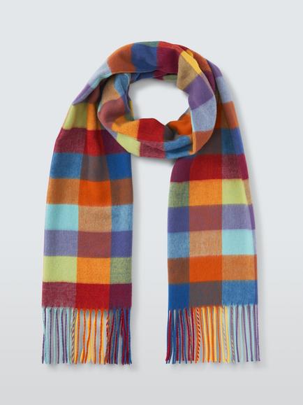 John Lewis Buffalo Check Cashmink Scarf, Multi - view 2, Multi