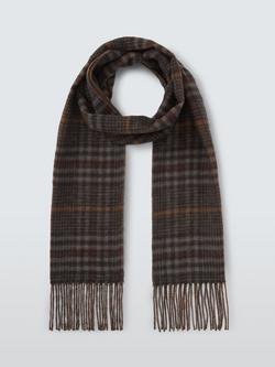 John Lewis Check Scarf, Brown/Multi - view 2, Brown Multi