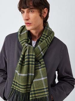 John Lewis Double Face Wool Check Scarf, Green/Multi, Green/Multi