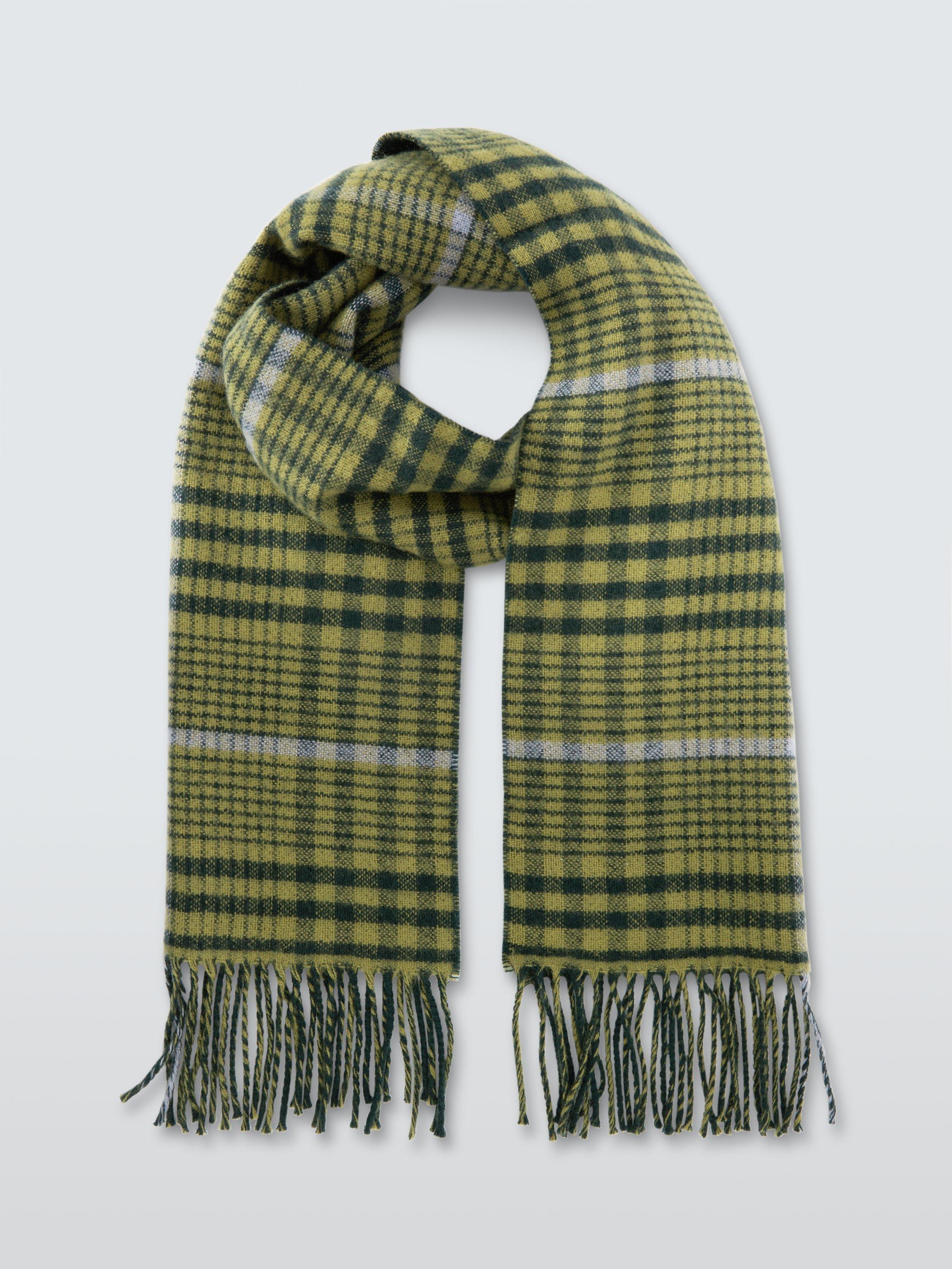 Product image 2 of 5, which shows John Lewis Double Face Wool Check Scarf, Green/Multi