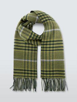 John Lewis Double Face Wool Check Scarf, Green/Multi - view 2, Green/Multi