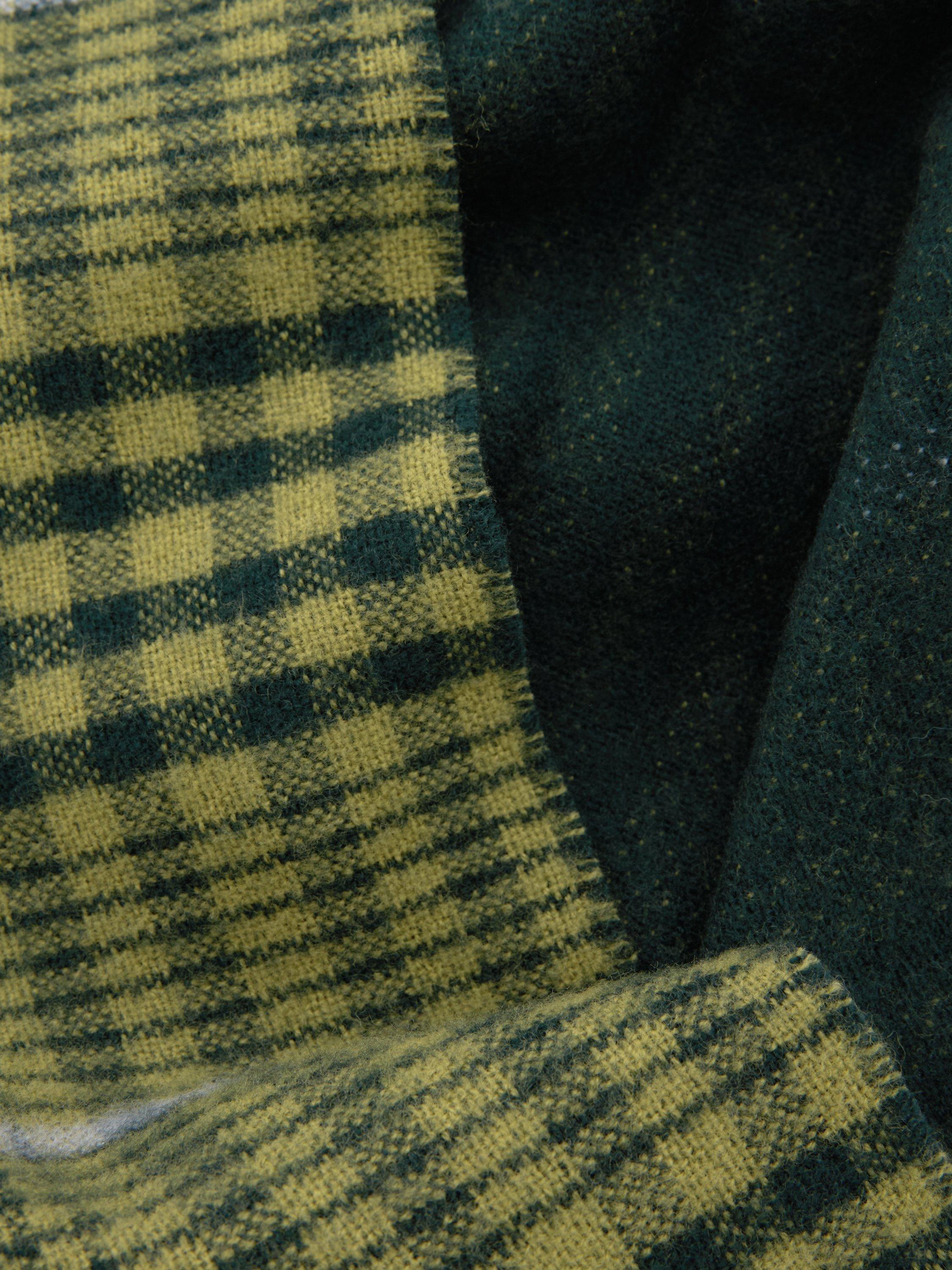 Product image 3 of 5, which shows John Lewis Double Face Wool Check Scarf, Green/Multi