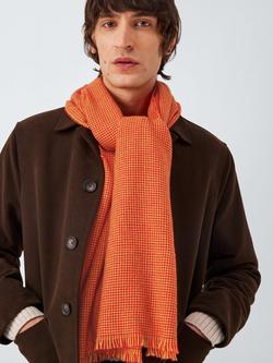 John Lewis Houndstooth Wool Scarf, Red/Multi