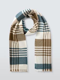 John Lewis Check Wool Scarf, Multi - view 2, Multi