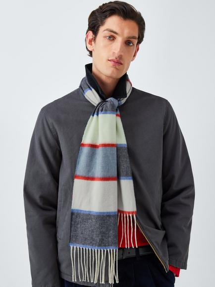 John Lewis Striped Cashmink Scarf, Multi, Multi