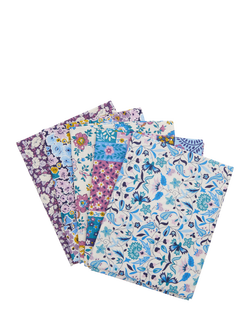Liberty Fabrics Tudor Patchwork Scarves Fat Quarter Fabrics, Pack of 5, Multi, Pink