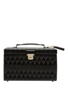 WOLF Caroline Quilted Leather Large Jewellery Case, Black