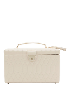 WOLF Caroline Quilted Leather Large Jewellery Case, Ivory
