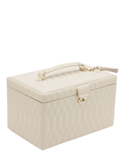 WOLF Caroline Quilted Leather Large Jewellery Case - view 2, Ivory