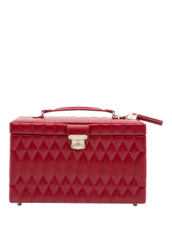 WOLF Caroline Quilted Leather Large Jewellery Case, Red