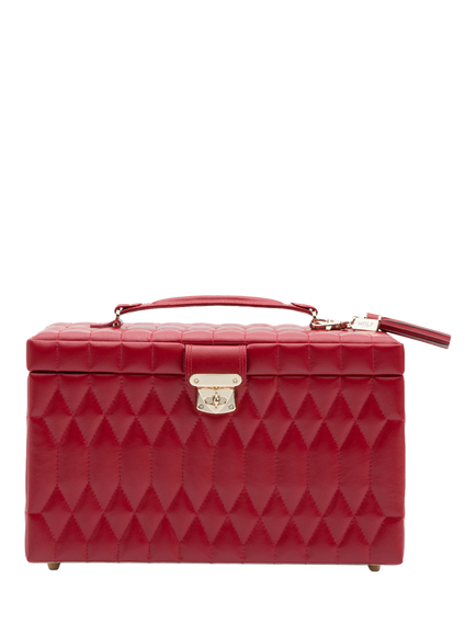 WOLF Caroline Quilted Leather Large Jewellery Case, Red