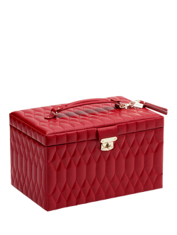 WOLF Caroline Quilted Leather Large Jewellery Case - view 2, Red