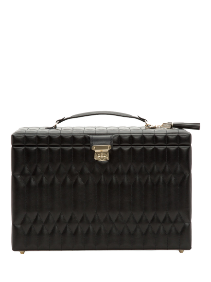 WOLF Caroline Quilted Leather Extra Large Jewellery Case, Black