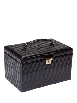 WOLF Caroline Quilted Leather Extra Large Jewellery Case - view 2, Black