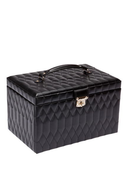 WOLF Caroline Quilted Leather Extra Large Jewellery Case - view 2, Black